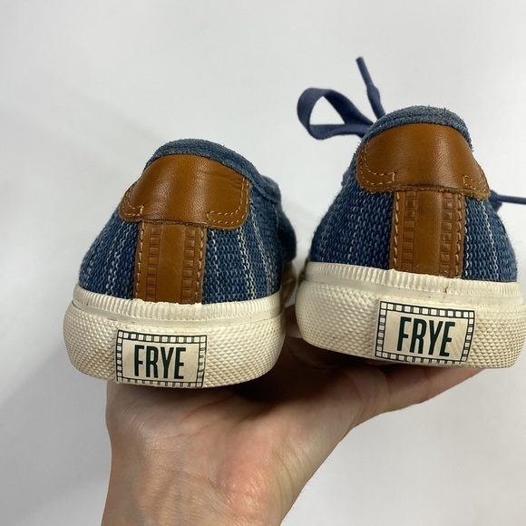 Frye Blue Gia Canvas Low Lace Canvas Sneakers Shoes Women's 7.5 - Picture 7 of 11